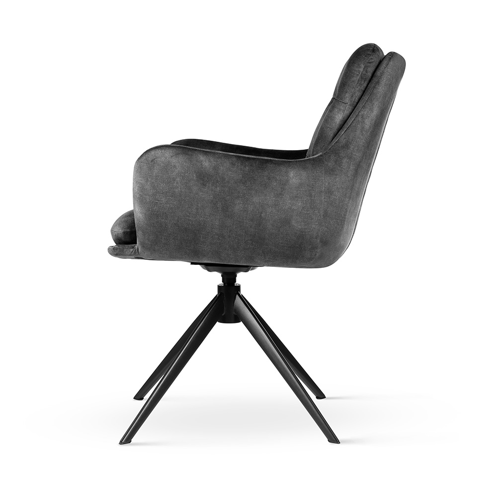Eleganckie i komfortowe krzesło obrotowe Soluna w ciemnoszarym kolorze