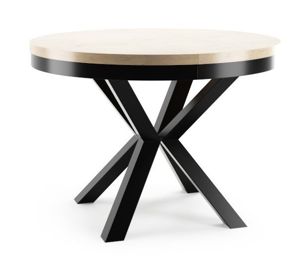Loftowy stół rozkładany Narv 100/180 cm dąb lancelot / czarny