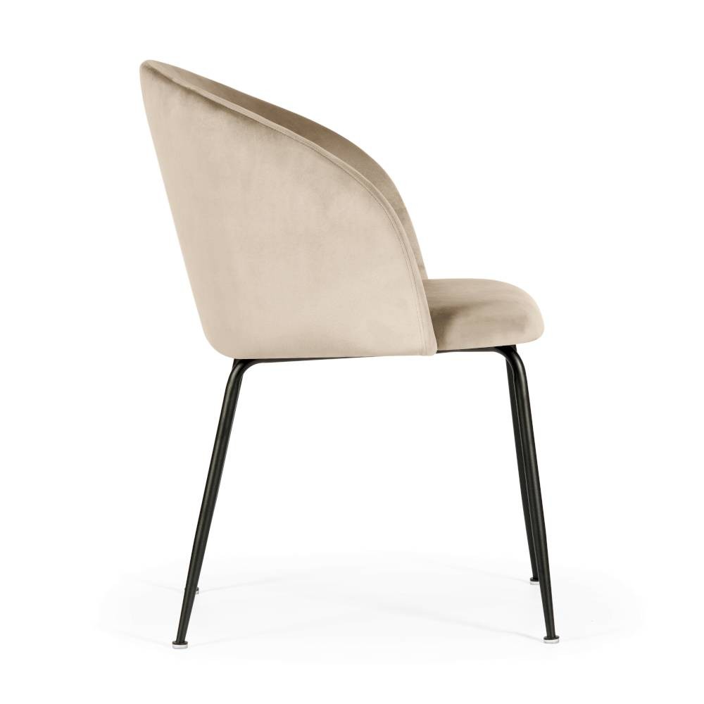 Designerskie krzesło do salonu SUSAN beżowe na czarnej nodze