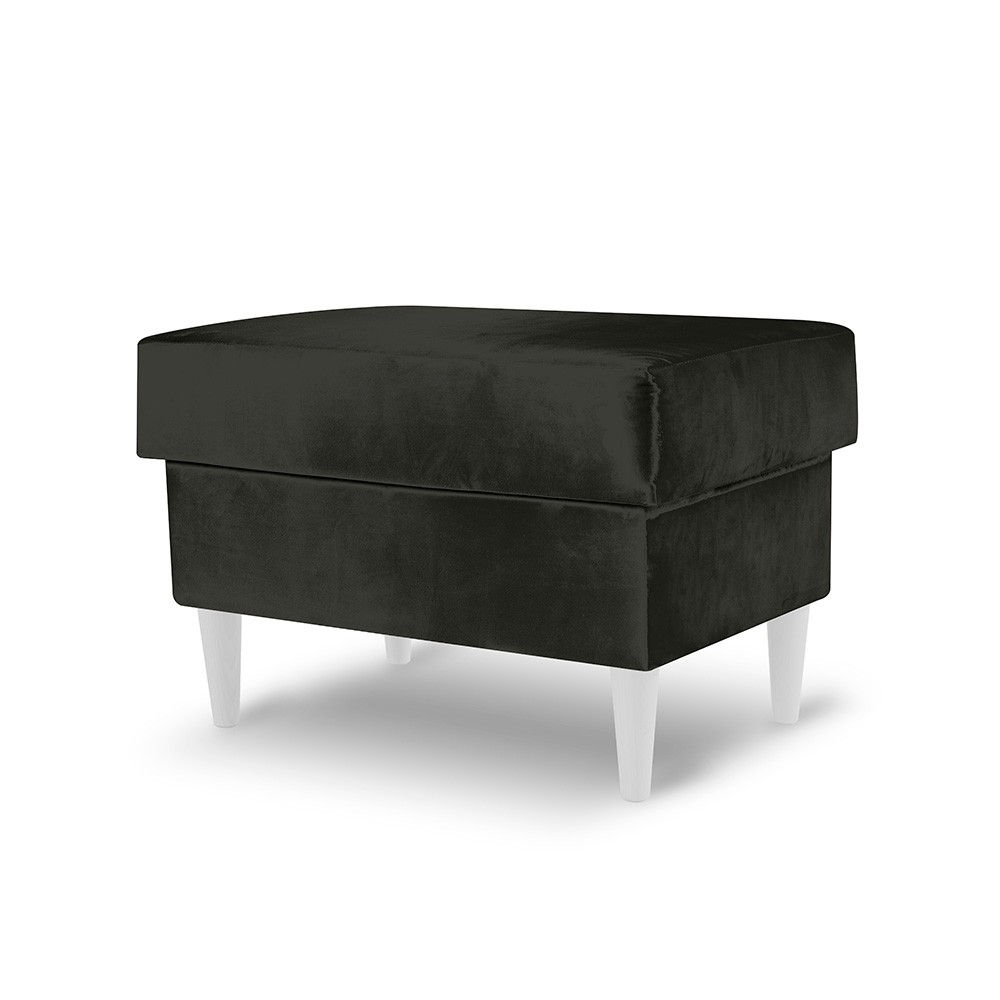 Czarny fotel uszak VAKO w zestawie z podnóżkiem