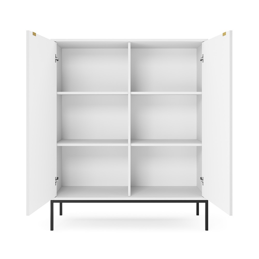 Wysoka komoda LAMELO LA03 w kolorze białym na czarnych nogach