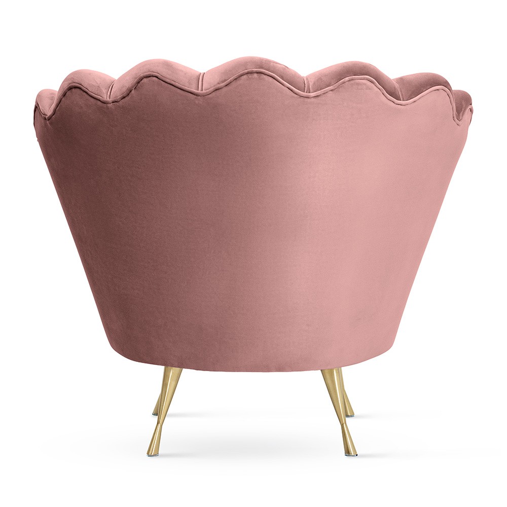 Fotel MUSZELKA glamour w pudrowym rożu