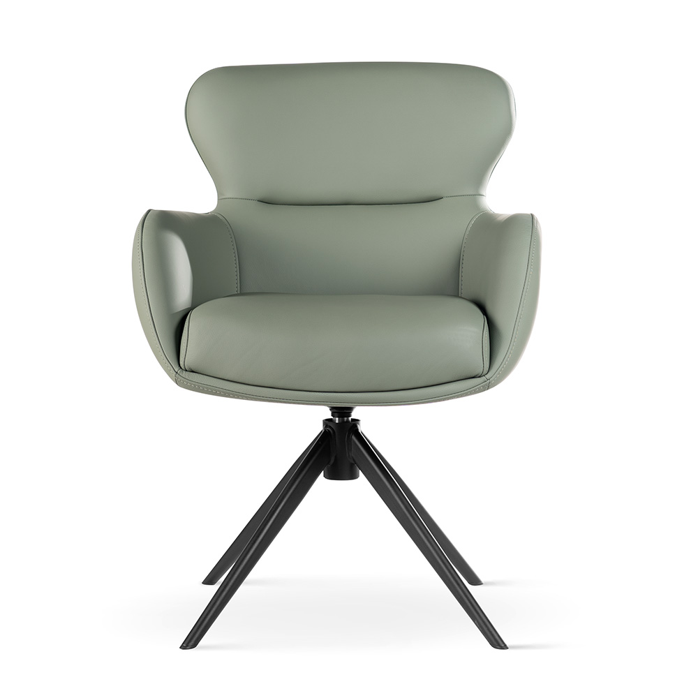 Krzesło obrotowe skóra naturalna HEATHER jadeitowa zieleń/czarny