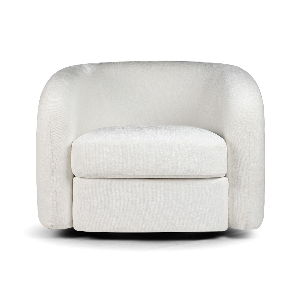 Duży fotel wypoczynkowy DUFFY w białej tkaninie do nowoczesnych wnętrz