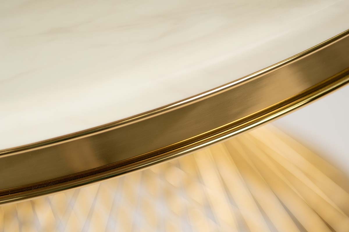 Stół okrągły z czarnym marmurowym blatem AMOR ROMANCE złota podstawa