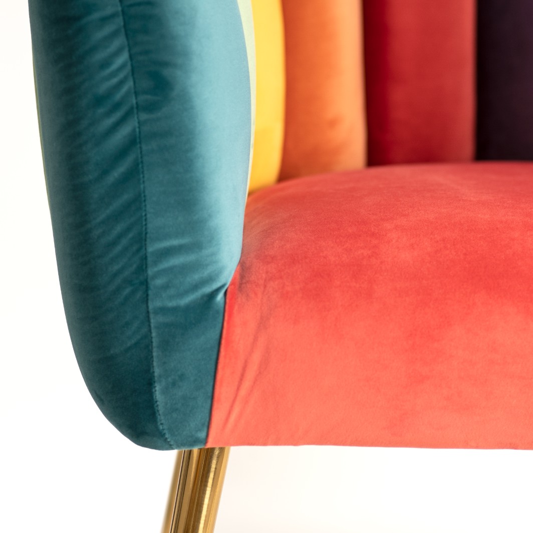 Kolorowe krzesło patchwork LILI Rainbow z personalizacja nóg