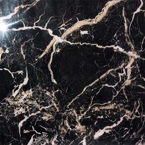 Stół okrągły z czarnym marmurowym blatem AMOR ROMANCE złota podstawa