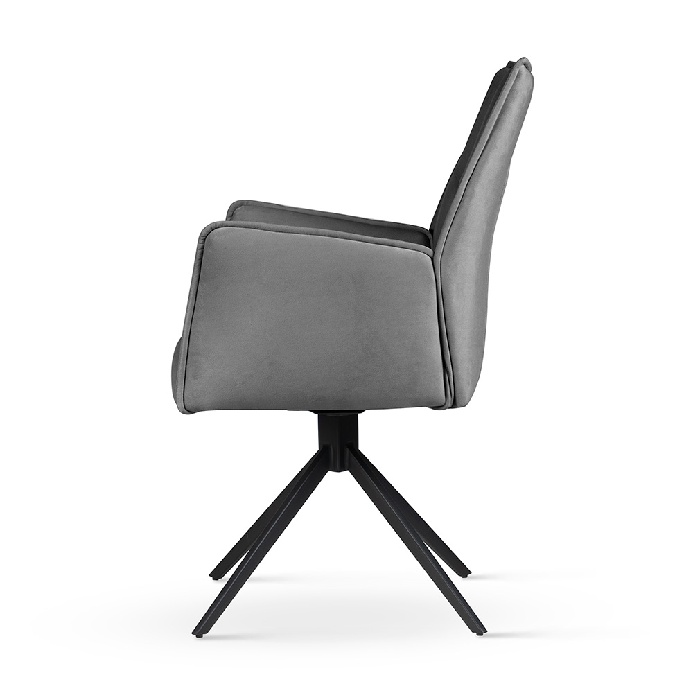 Zestaw 6 Krzeseł Obrotowych SOPHIA W Szarej Tkaninie/Noga Czarna