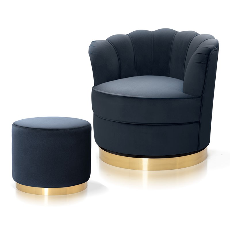 Fotel obrotowy SISI Muszelka granatowo/złoty