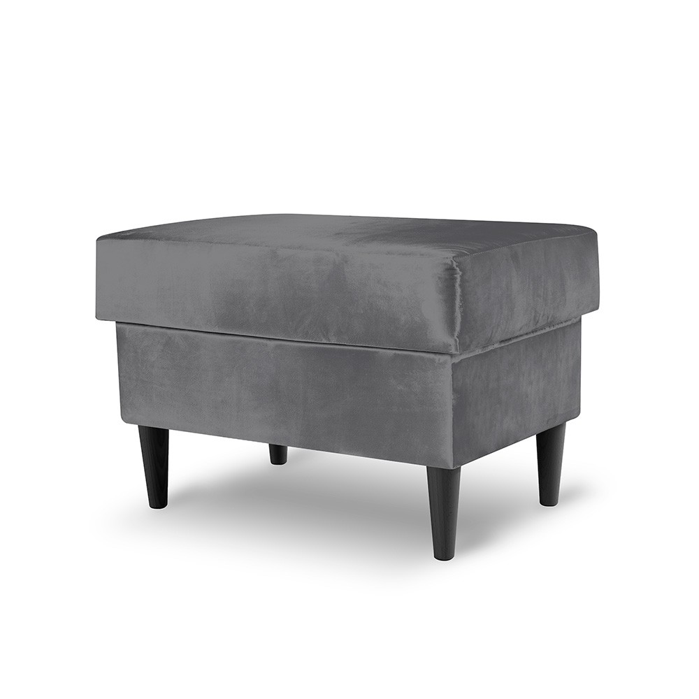 Grafitowy fotel uszak VAKO w zestawie z podnóżkiem