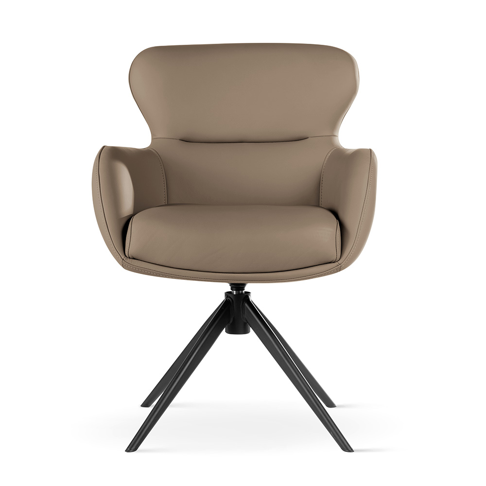 Krzesło obrotowe skóra naturalna HEATHER mokka/czarny