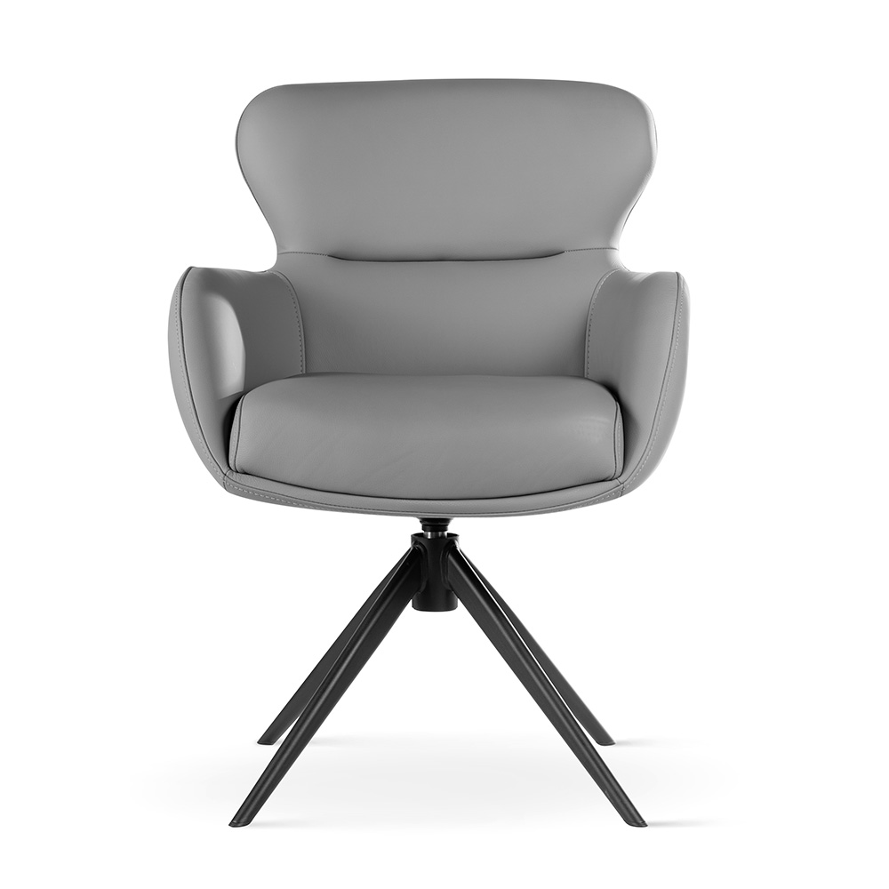 Krzesło obrotowe skóra naturalna HEATHER szary/czarny