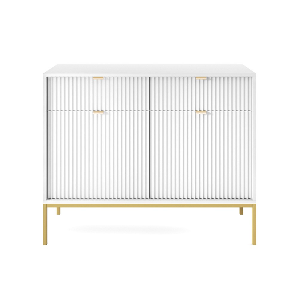 Komoda LAMELO LA02 w kolorze białym na złotych nogach