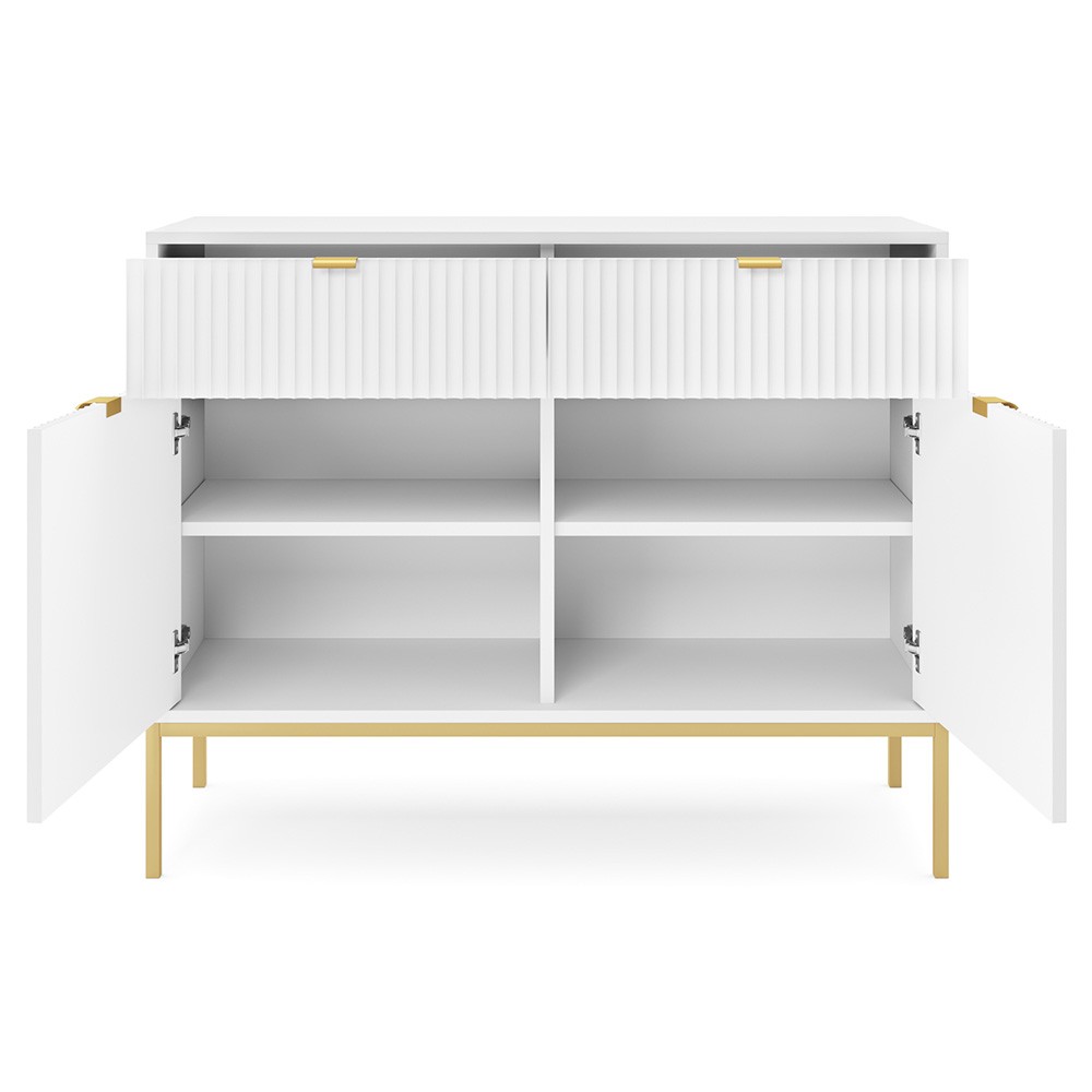 Komoda LAMELO LA02 w kolorze białym na złotych nogach