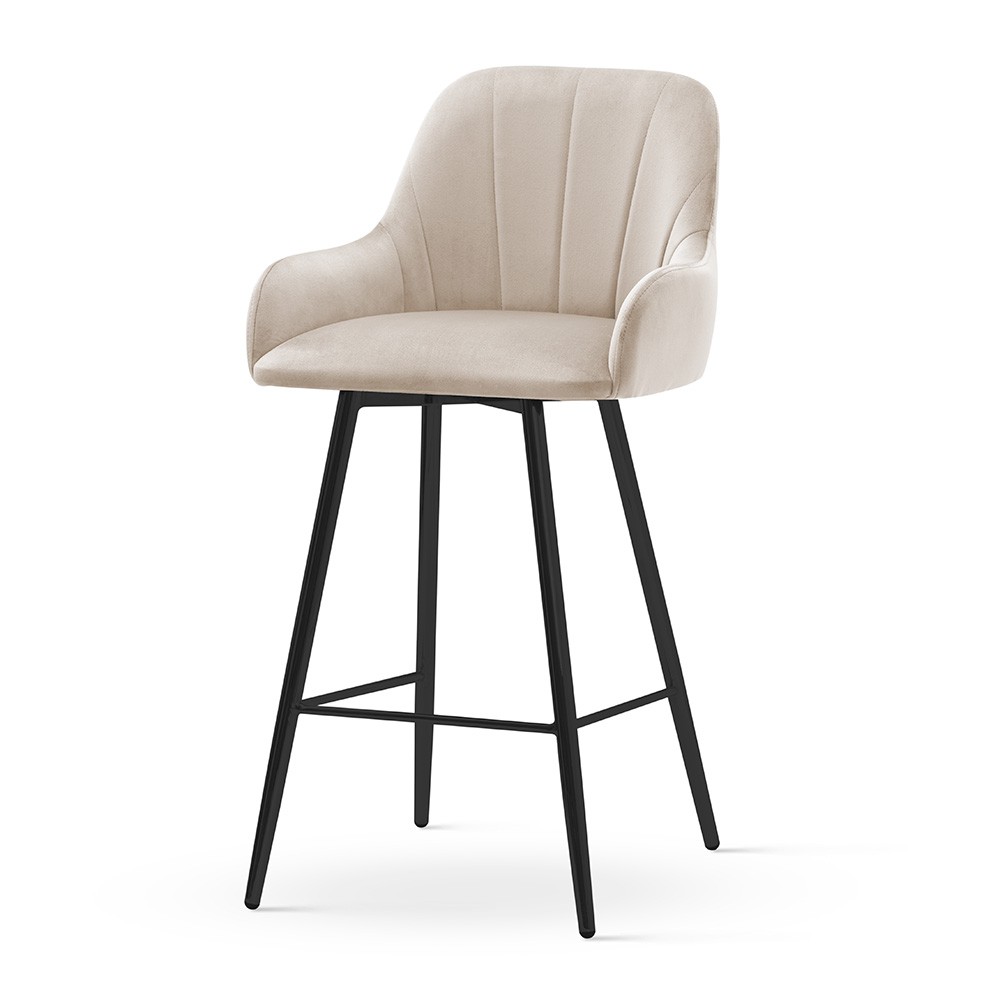 Hoker TULIP Bar M W Kremowej Tkaninie Na Czarnej Nodze 60 cm