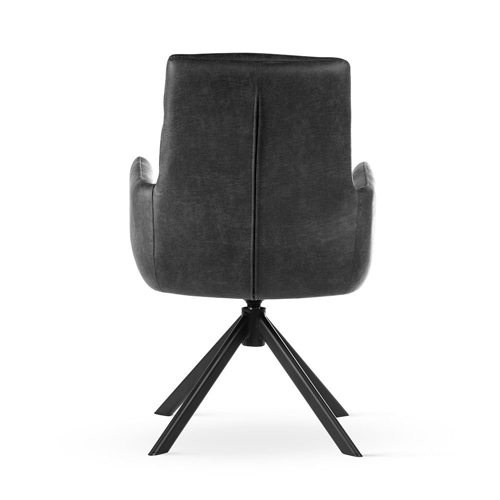 Krzesło obrotowe skóra mielona CIPHER antracytowe/ noga czarna