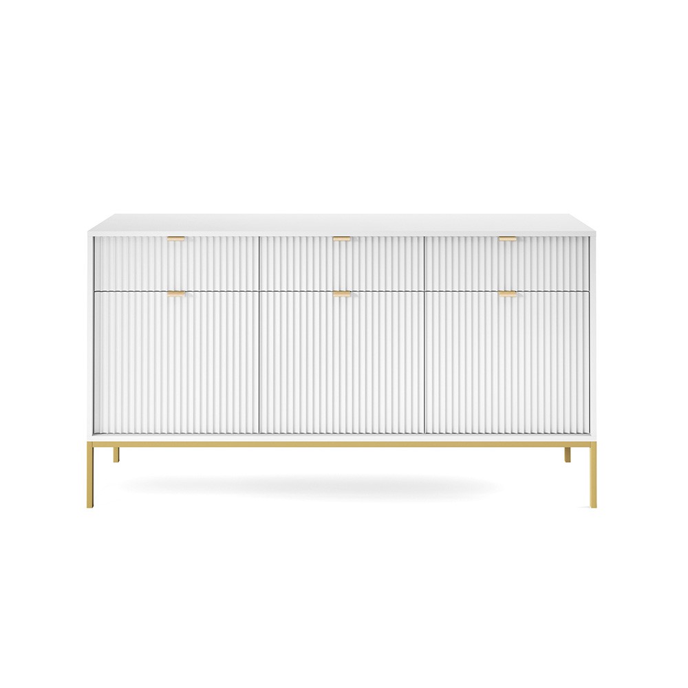 Komoda LAMELO LA04 w kolorze białym na złotych nogach