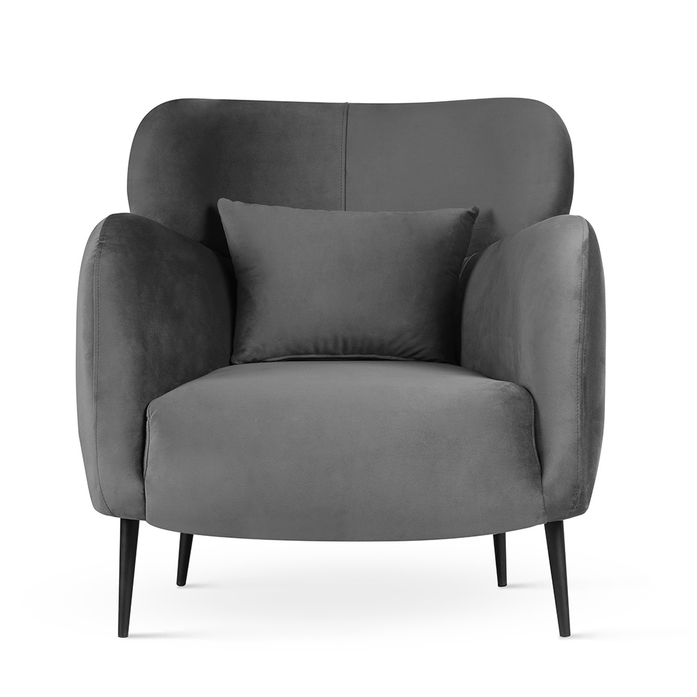 Fotel w nowoczesnym stylu do czytelni BUENO z grafitowego weluru