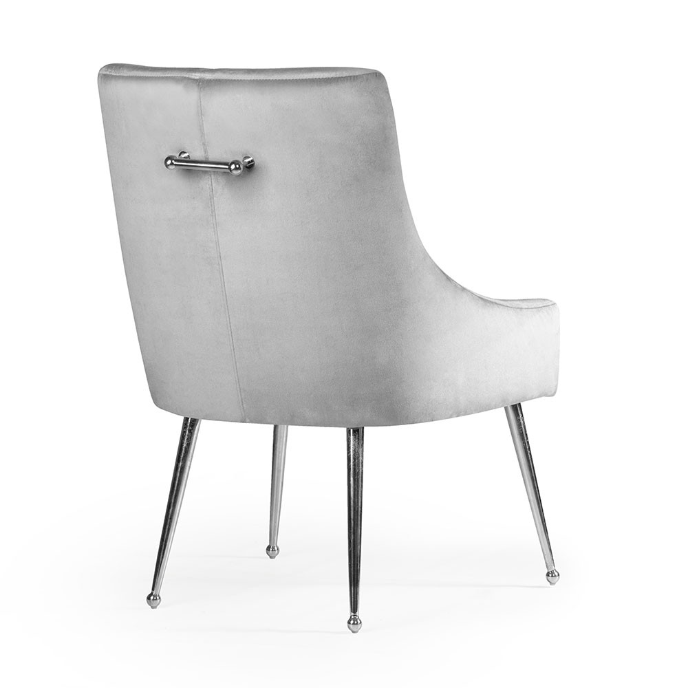 Krzesło tapicerowane Sizar  na srebrnych nogach