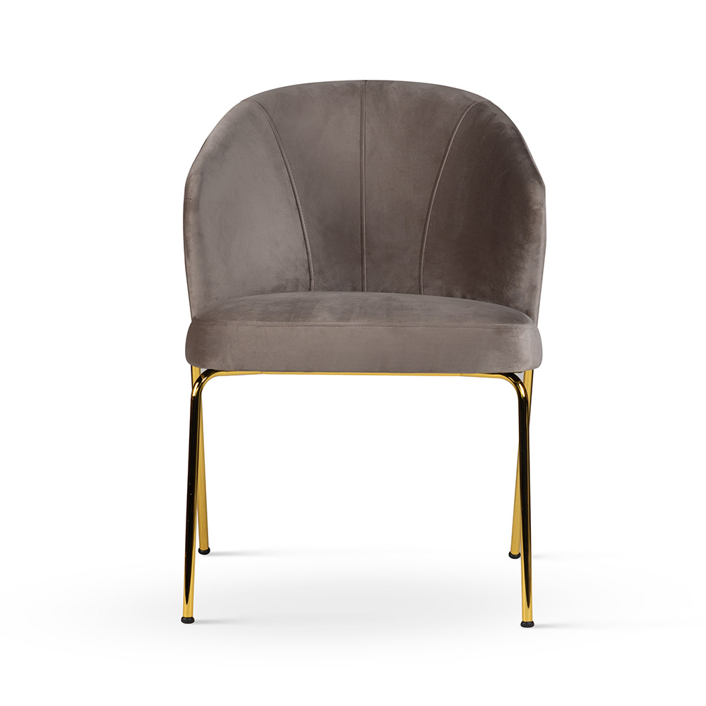 Nowoczesne krzesło tapicerowane TOMMY beż/nogi złote