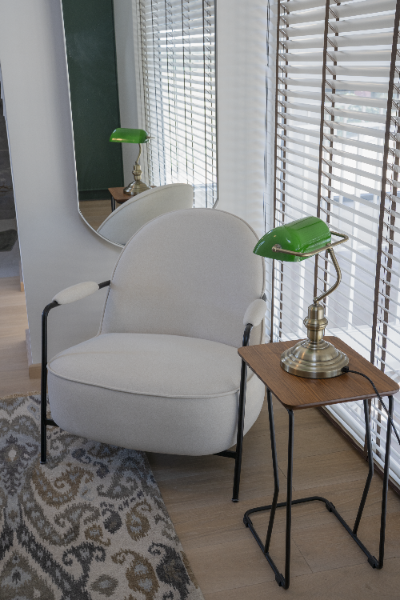 Fotel CLARESA ecru/ noga czarna