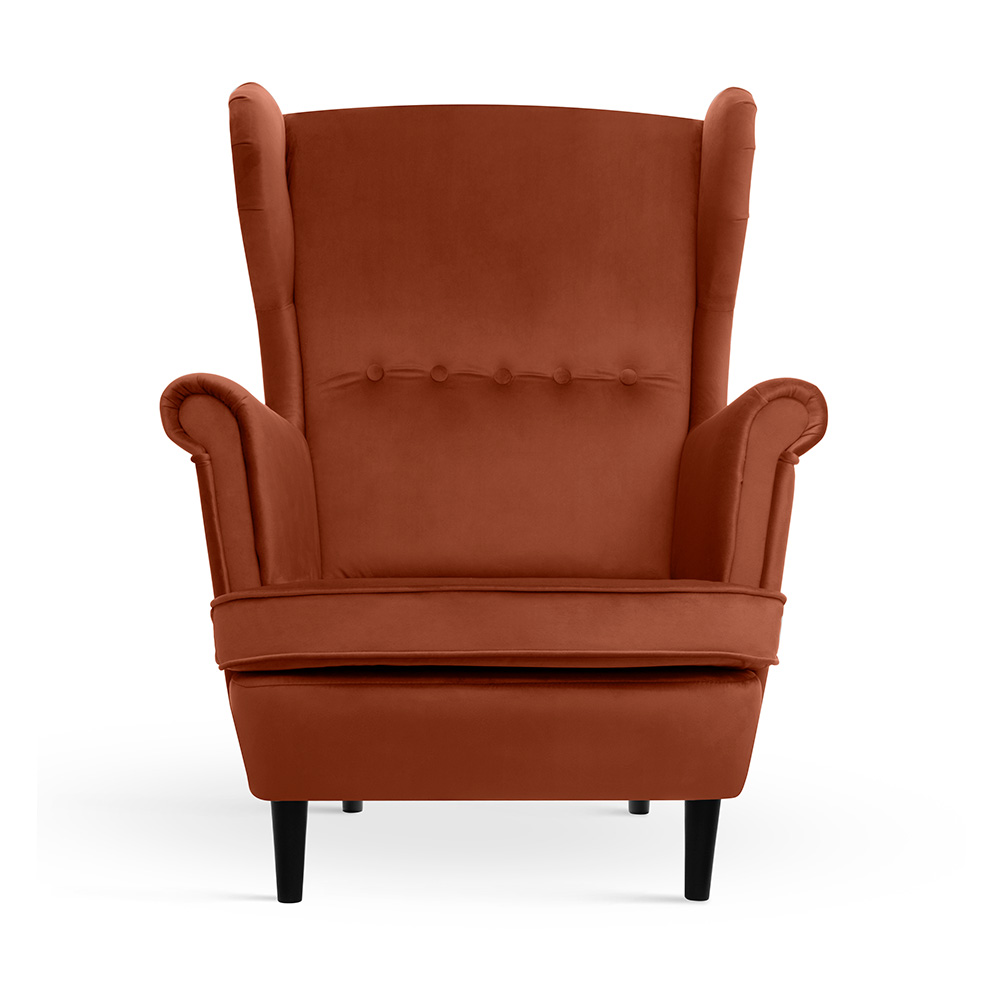 Wygodny fotel uszak VAKO w kolorze miedzianym