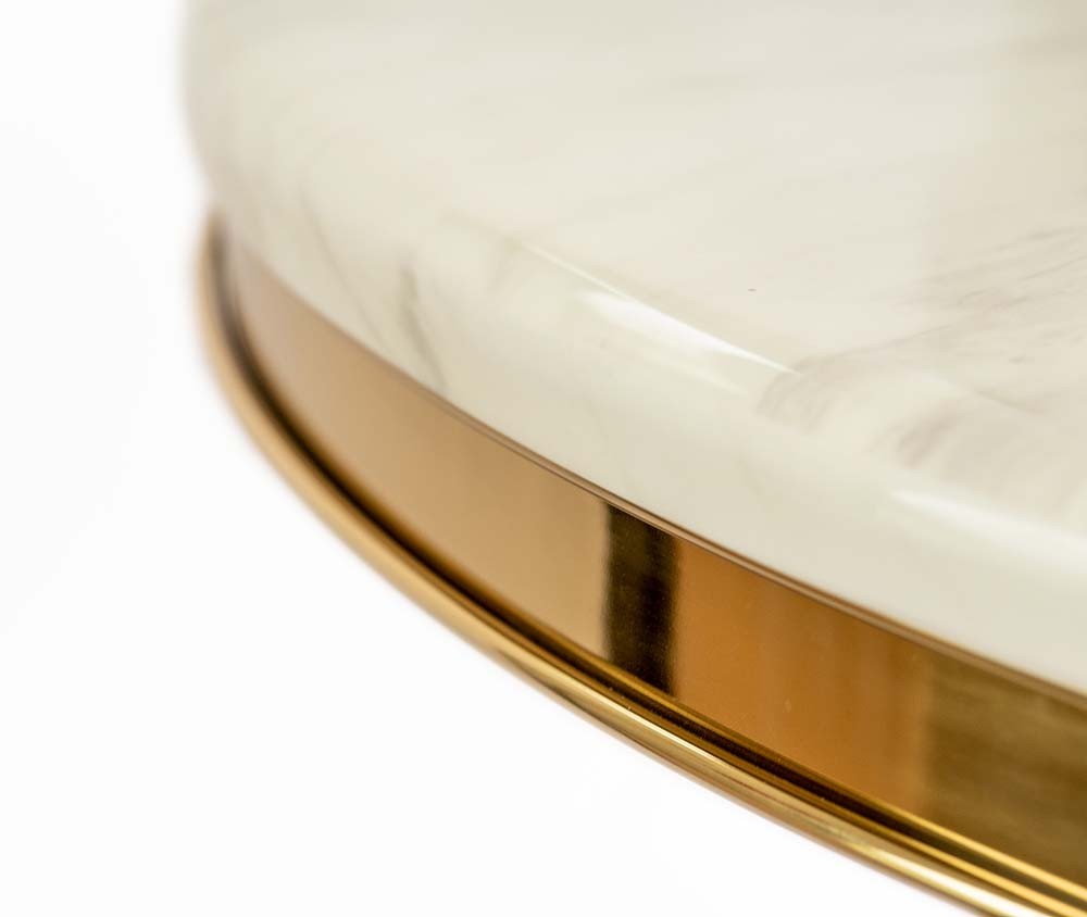 Stół okrągły z czarnym marmurowym blatem AMOR ROMANCE złota podstawa