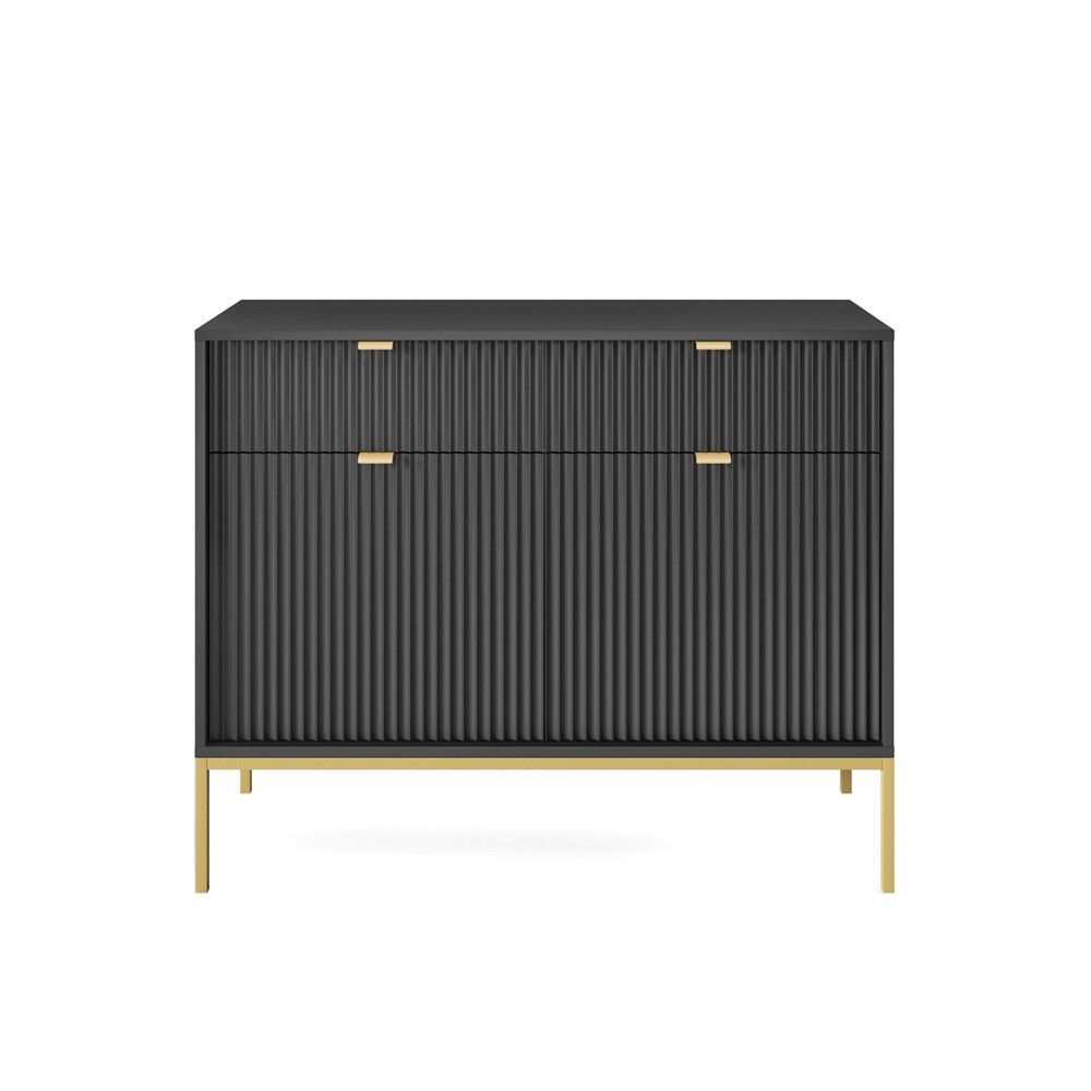 Komoda LAMELO LA02 w kolorze czarnym na złotych nogach