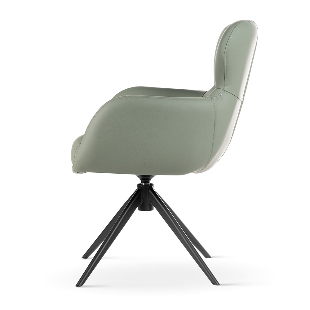 Krzesło obrotowe skóra naturalna HEATHER jadeitowa zieleń/czarny