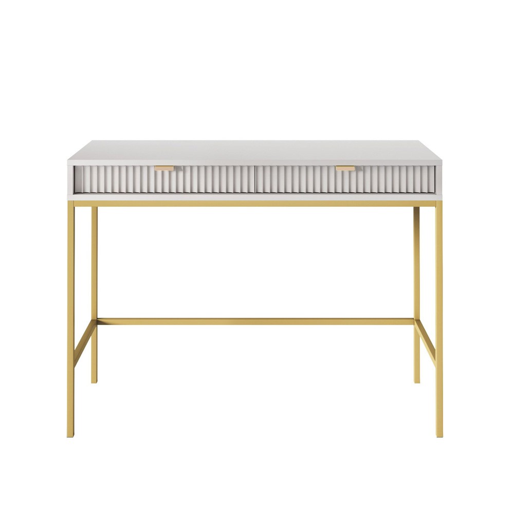 Biurko LAMELO LA07 w kolorze szarym na złotych nogach