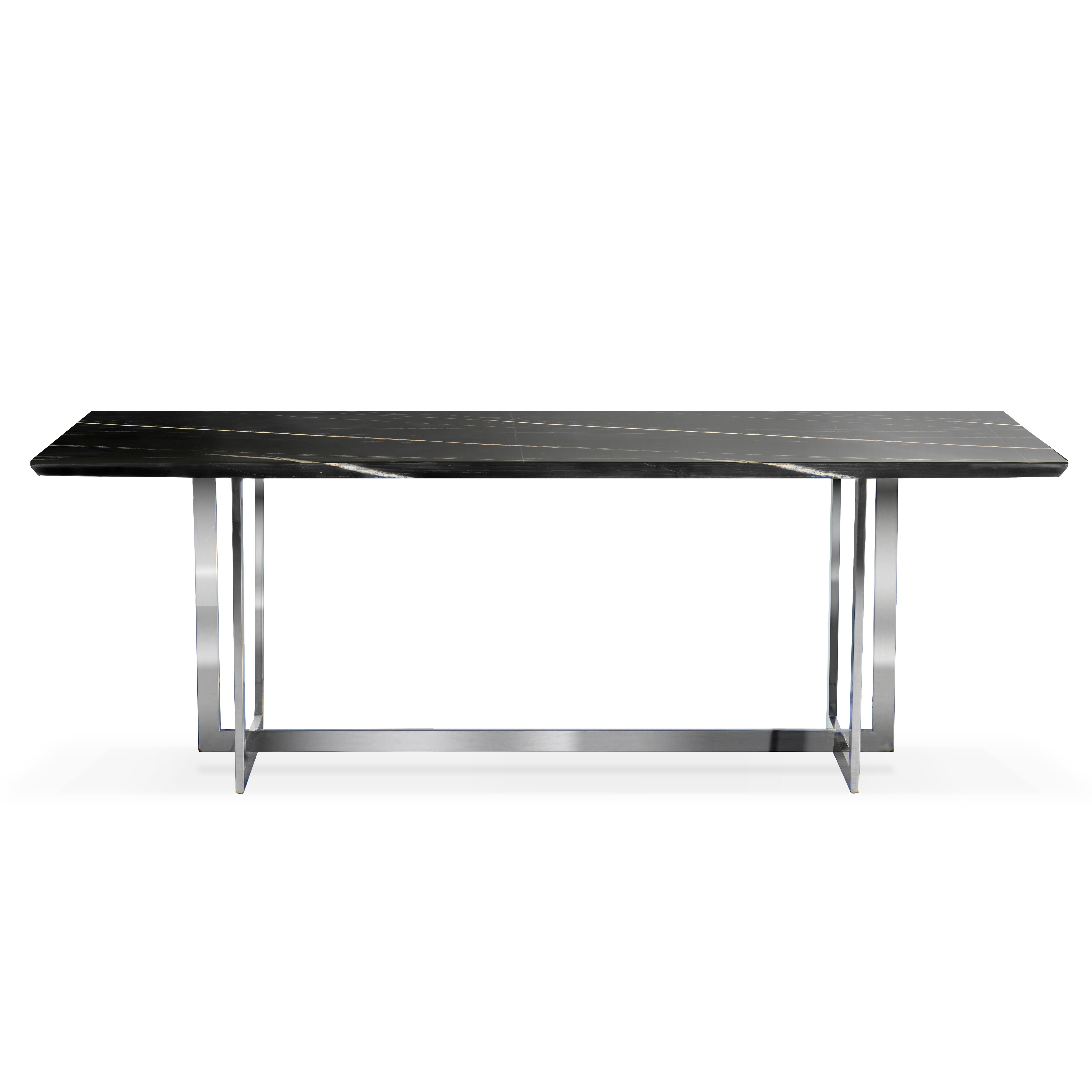 Stół NOX w stylu glamour czarny na srebrnych nogach