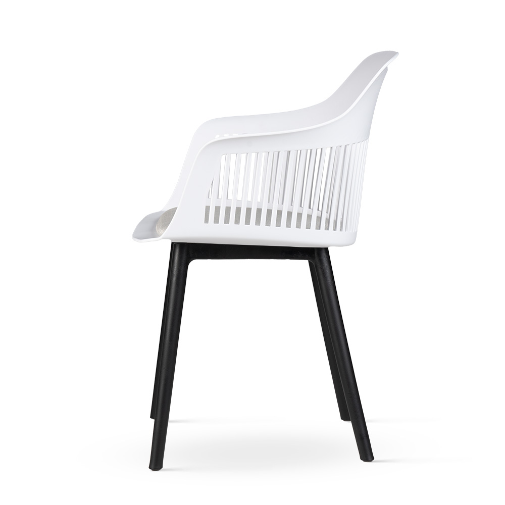 Nowoczesne krzesło z tworzywa i podłokietnikami FOXY biały