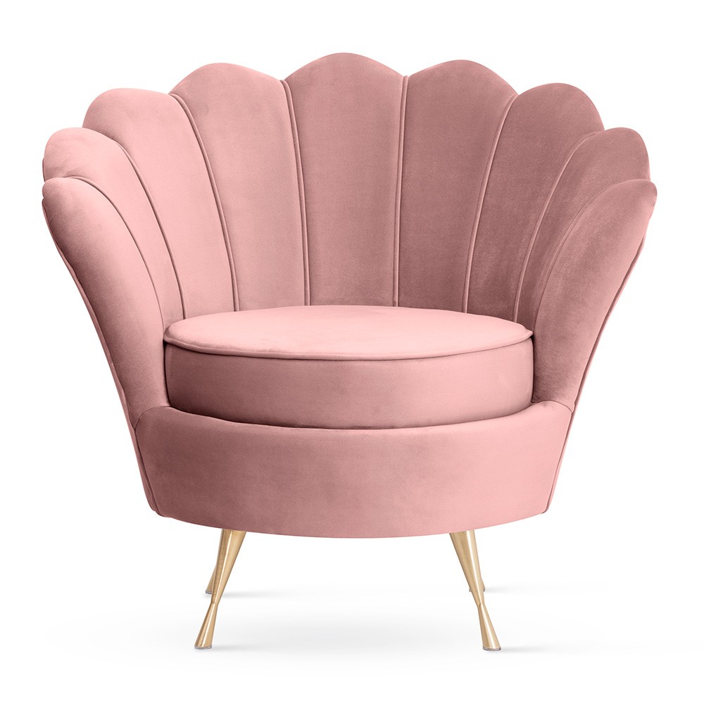 Fotel MUSZELKA glamour w pudrowym rożu
