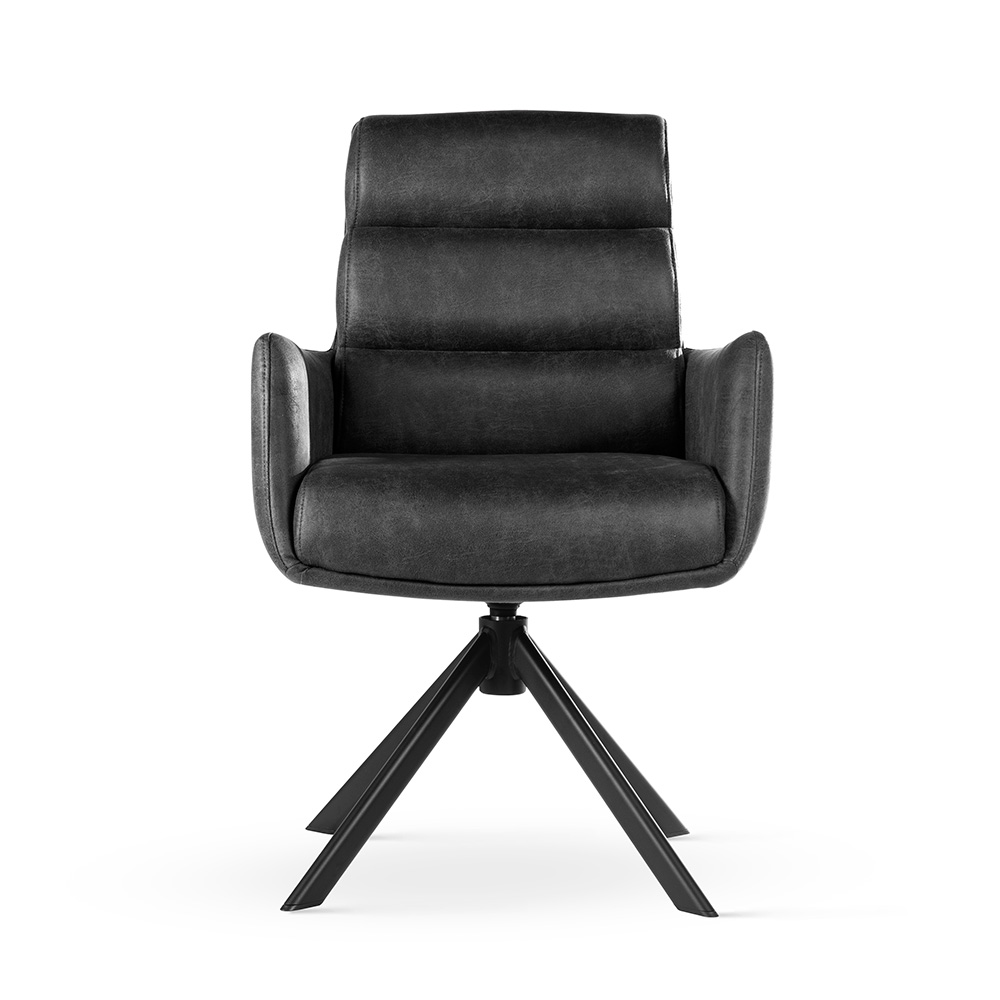 Krzesło obrotowe skóra mielona CIPHER antracytowe/ noga czarna