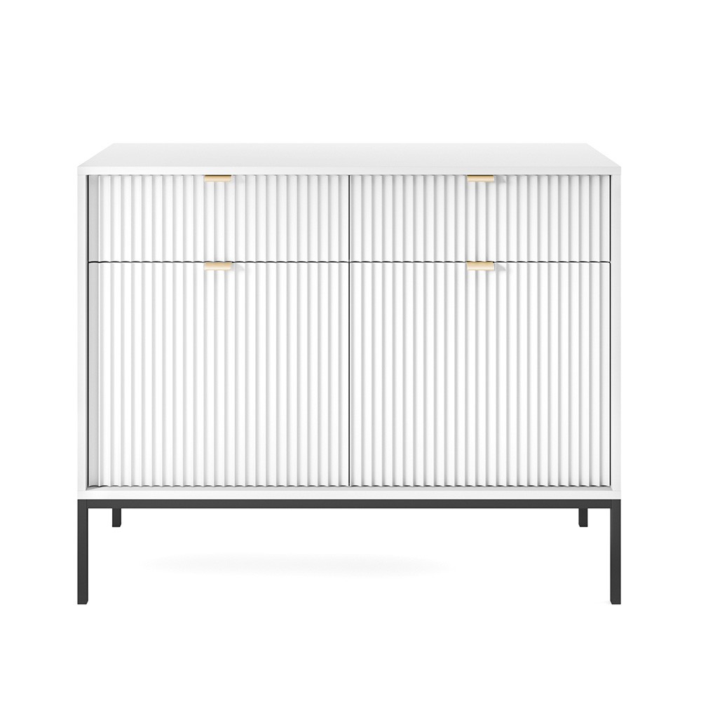 Komoda LAMELO LA02 w kolorze białym na czarnych nogach