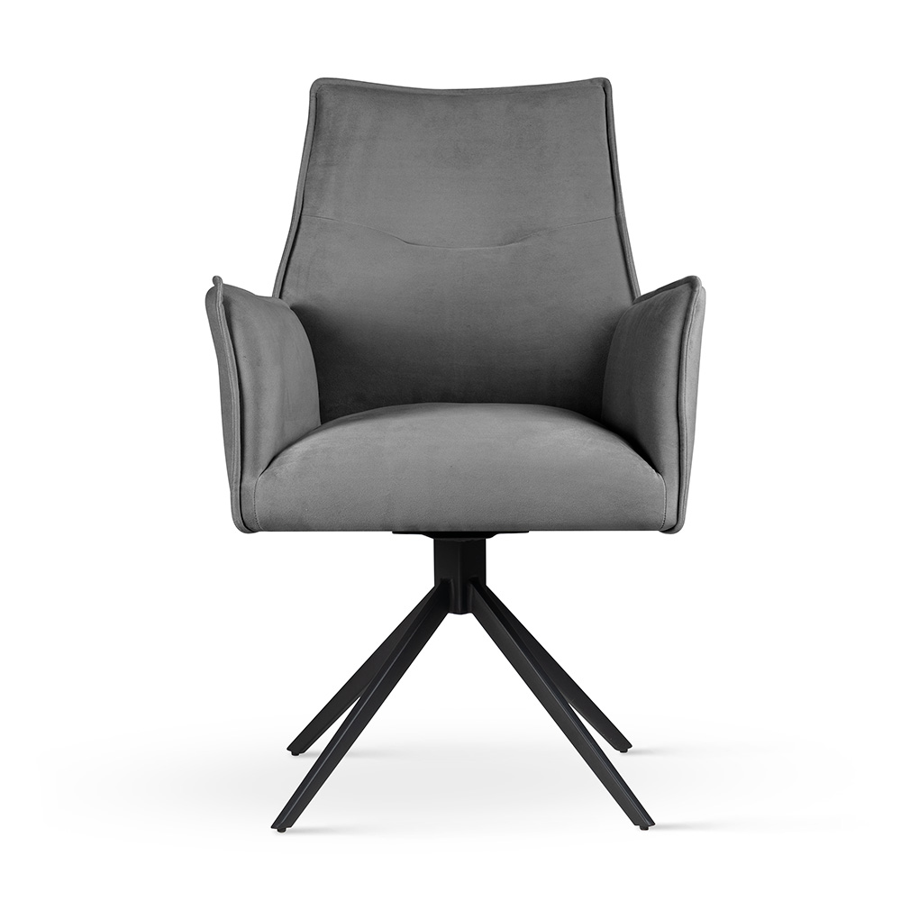 Zestaw 6 Krzeseł Obrotowych SOPHIA W Szarej Tkaninie/Noga Czarna