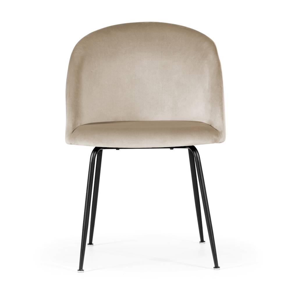 Designerskie krzesło do salonu SUSAN beżowe na czarnej nodze