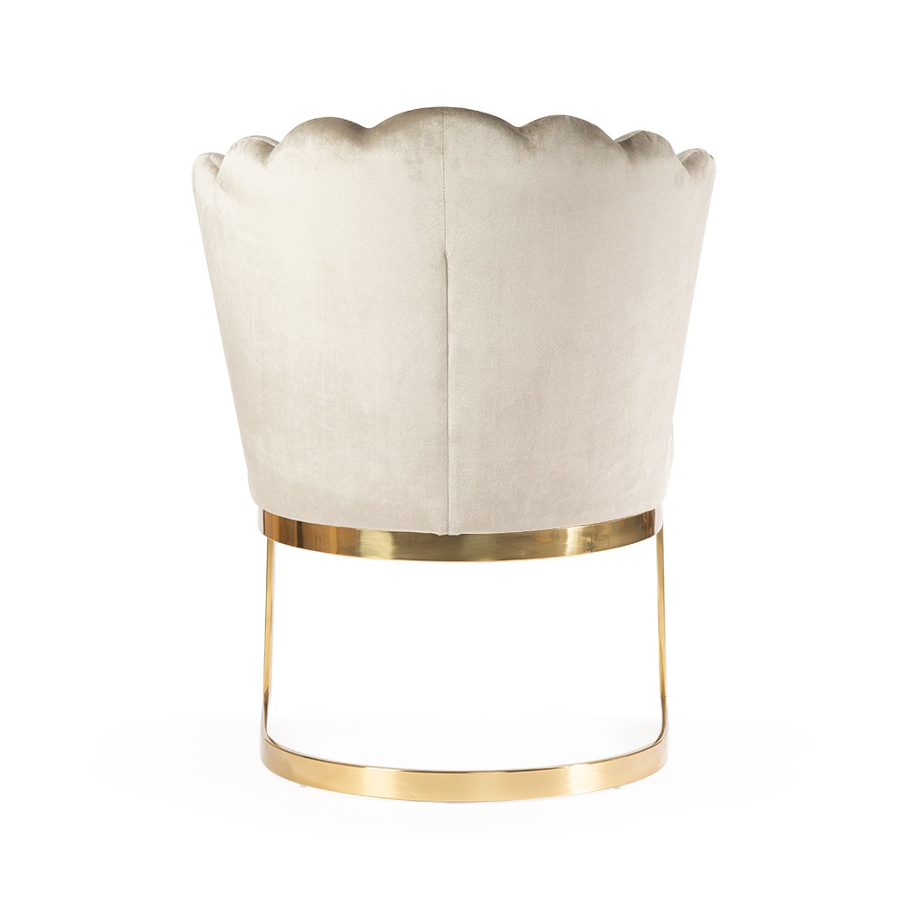 Nowoczesny fotel MONALIZA na złotej podstawie glamour