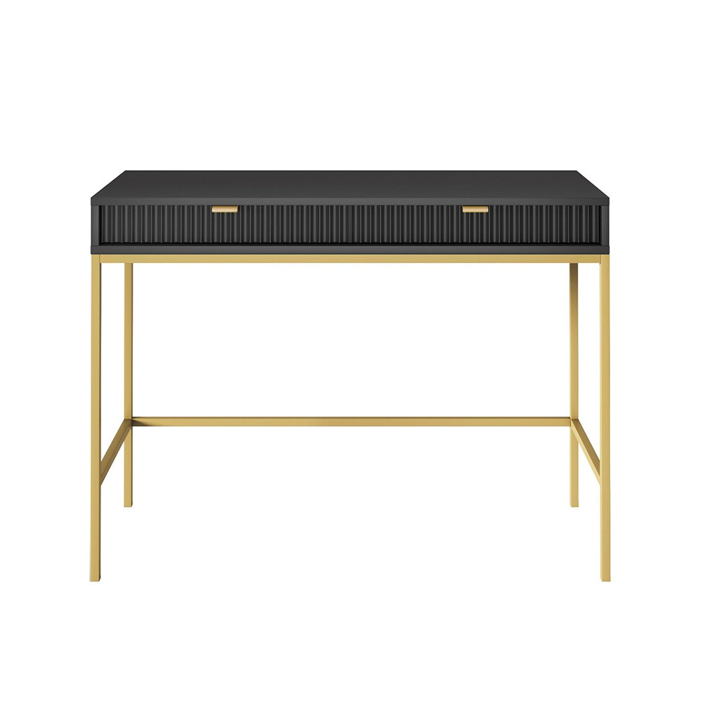 Biurko LAMELO LA07 w kolorze czarnym na złotych nogach