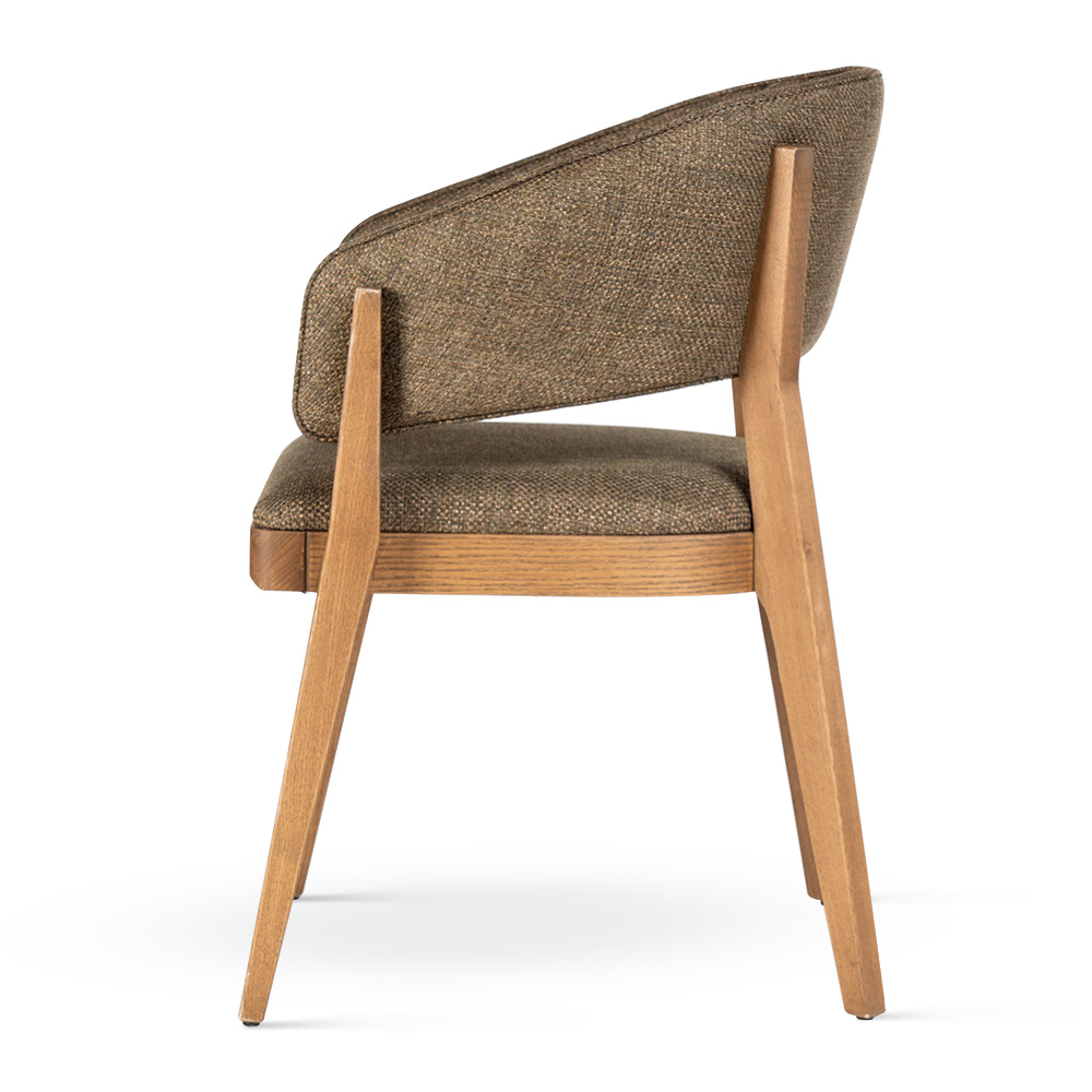 Drewniane krzesło z tapicerowanym siedziskiem i oparciem WOODY