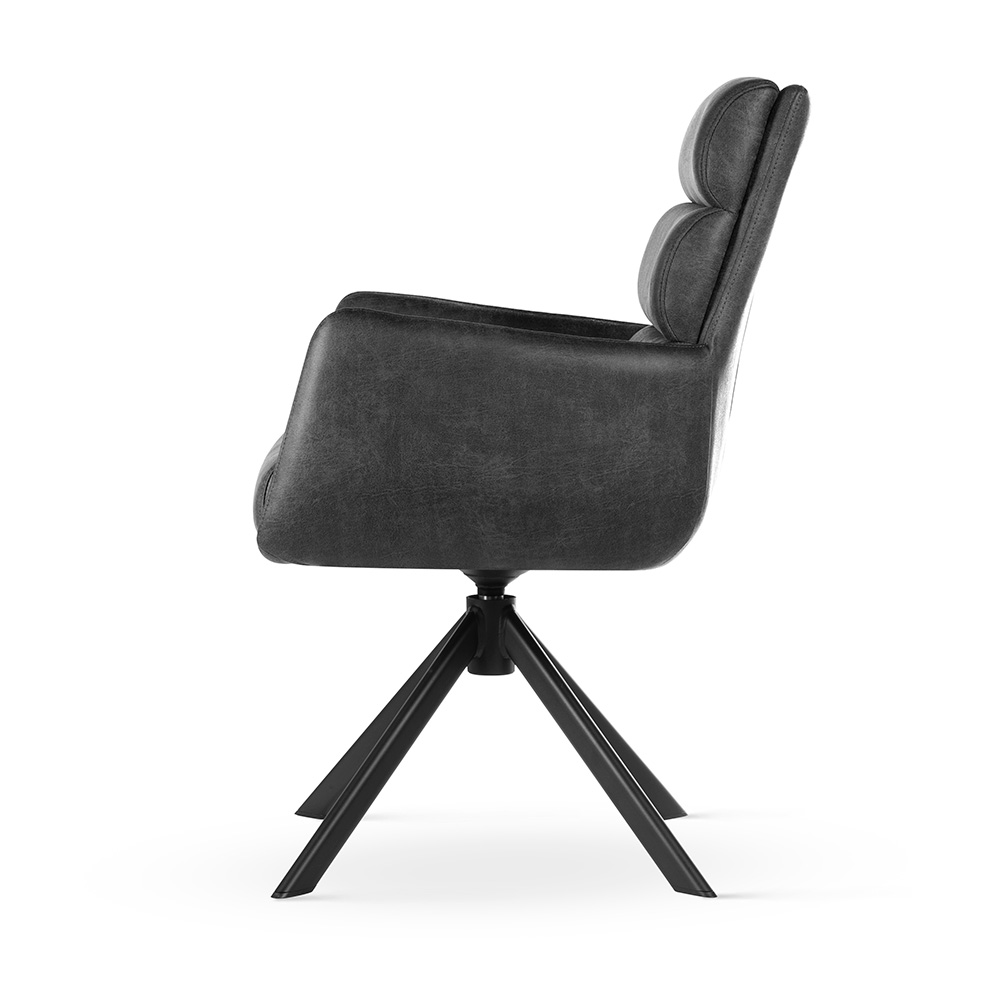 Krzesło obrotowe skóra mielona CIPHER antracytowe/ noga czarna