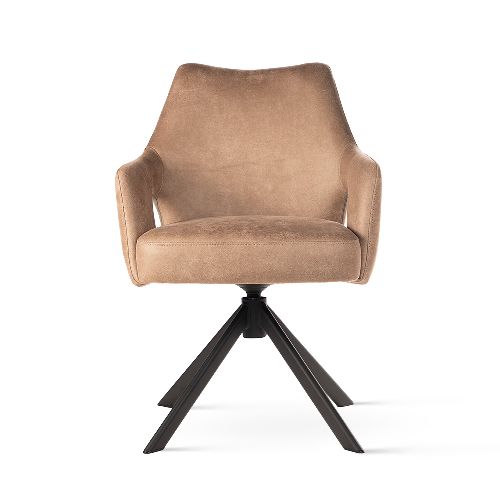 Nowoczesne krzesło obrotowe Vesper w kolorze cappucino skóra mielona