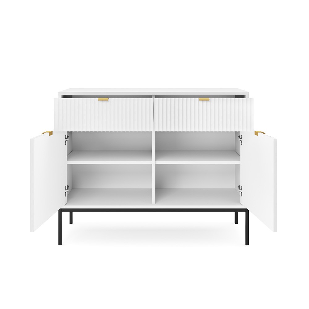 Komoda LAMELO LA02 w kolorze białym na czarnych nogach