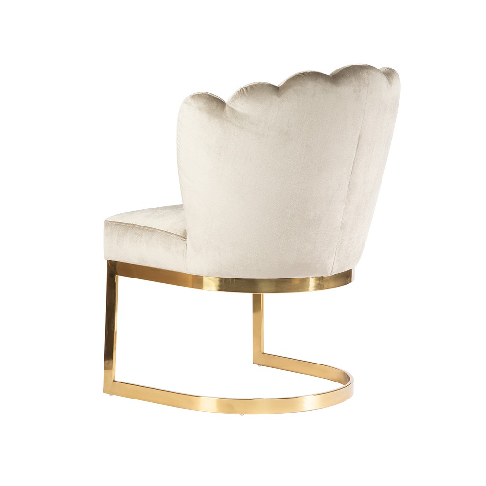 Nowoczesny fotel MONALIZA na złotej podstawie glamour