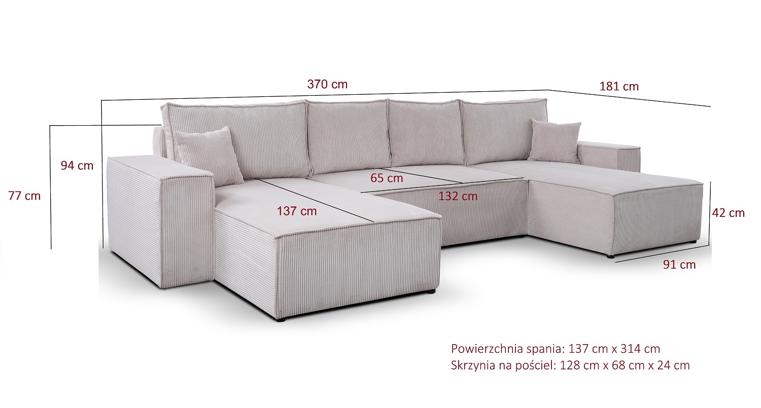 Elegancki narożnik z funkcją spania MALMO U