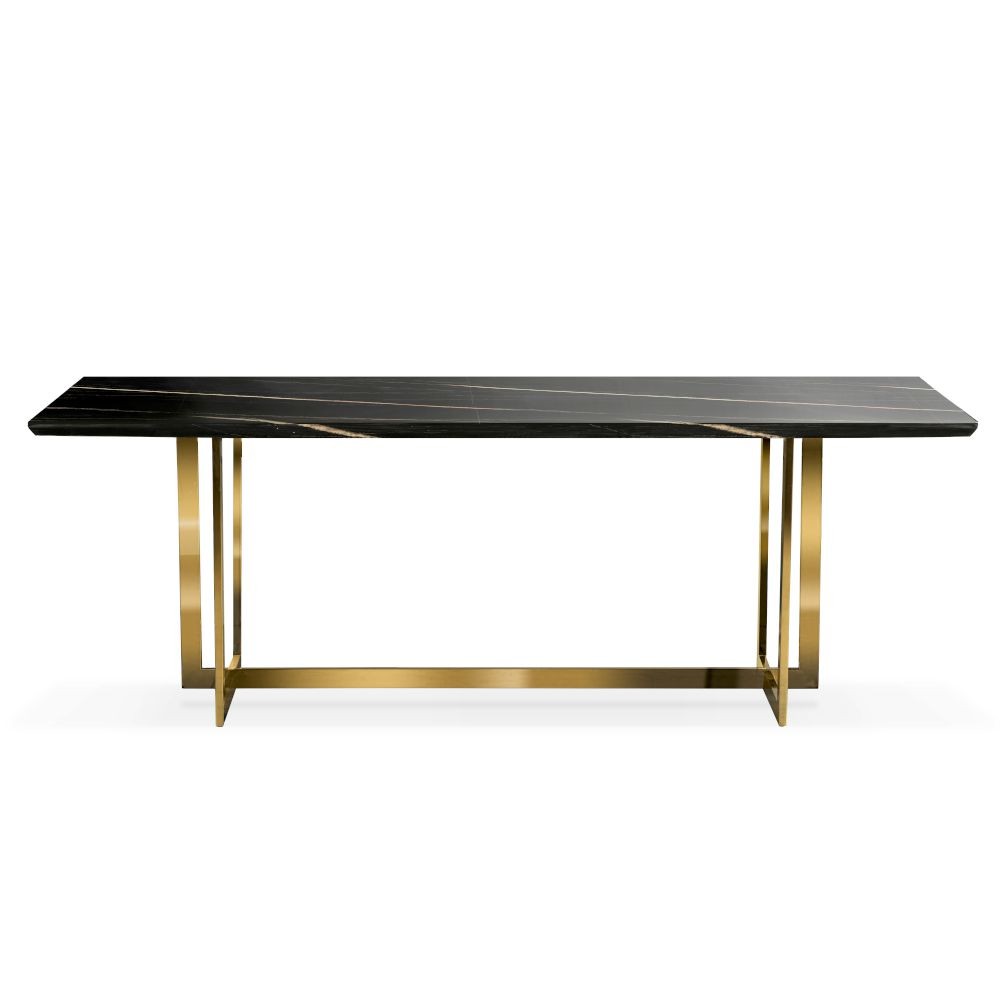 Stół NOX w stylu glamour czarny na złotych nogach