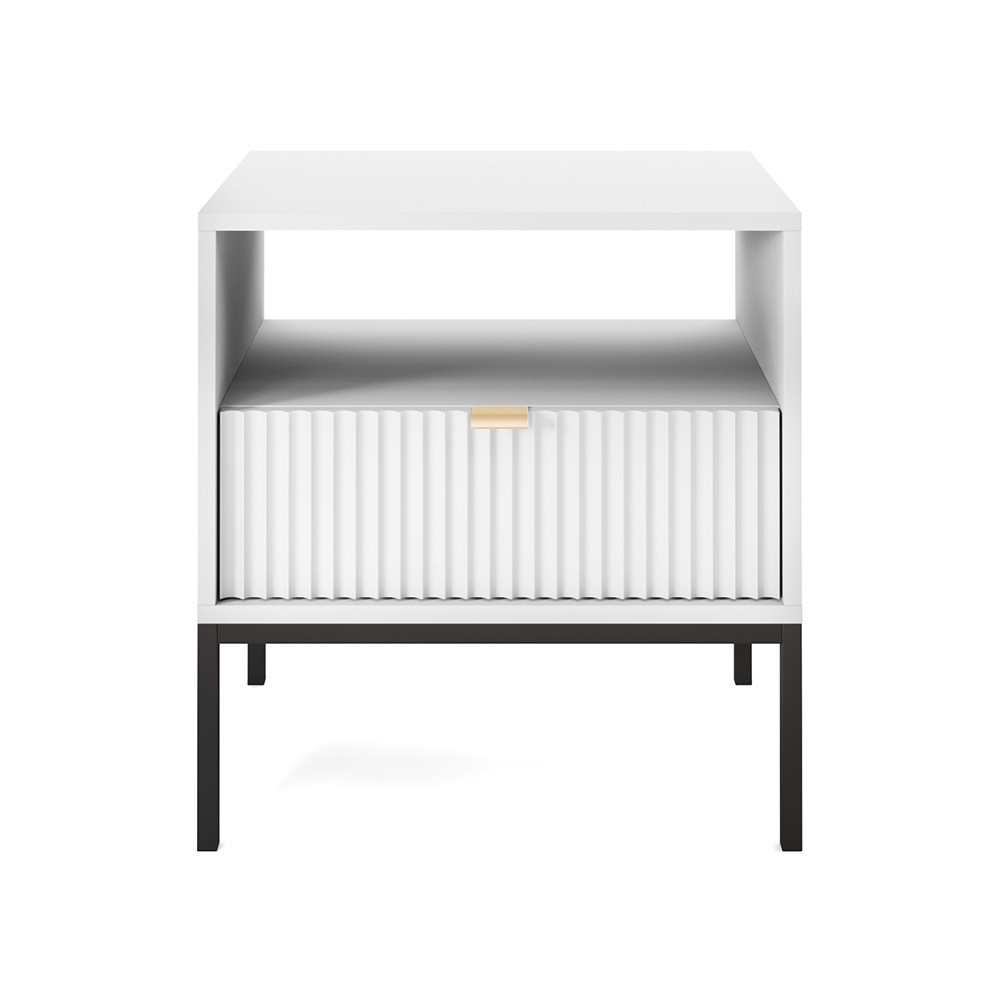 Stolik nocny LAMELO LA06 w kolorze białym na czarnych nogach