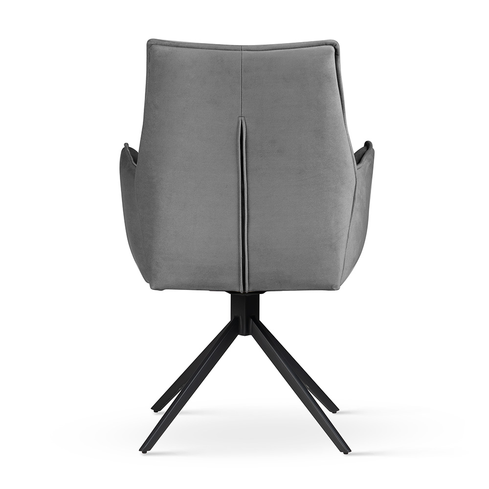 Zestaw 6 Krzeseł Obrotowych SOPHIA W Szarej Tkaninie/Noga Czarna