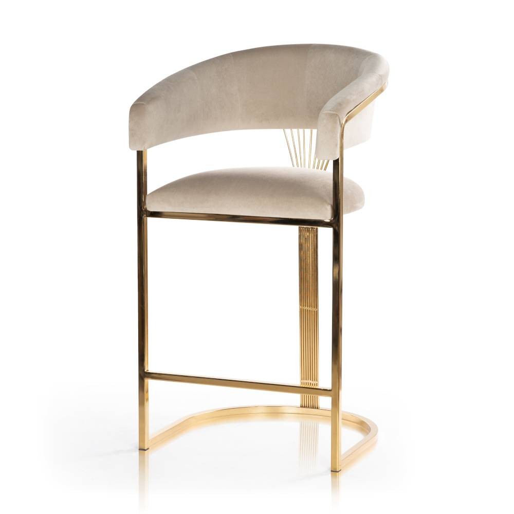 Eleganckie krzesło barowe Marcille na złotych nogach
