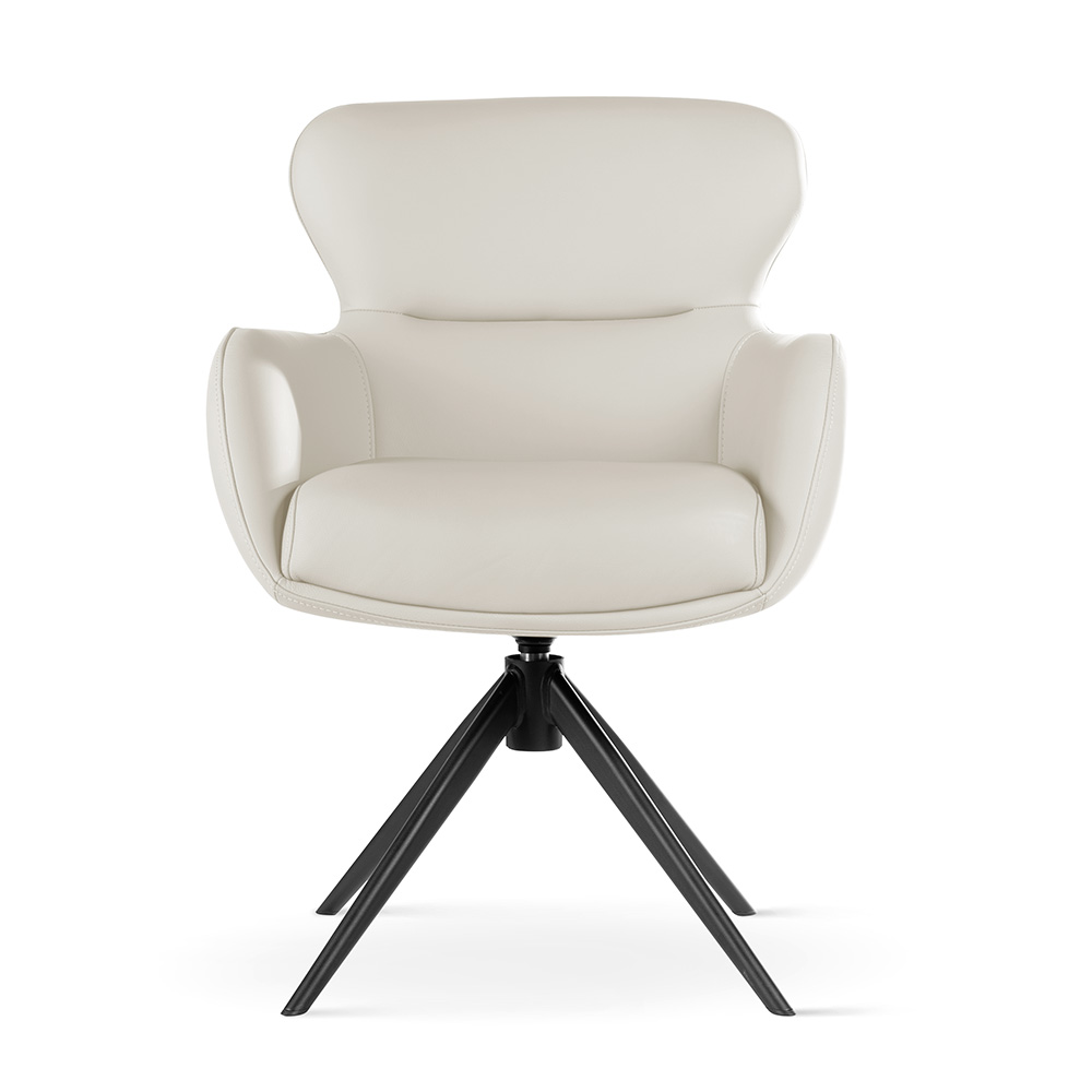 Krzesło obrotowe skóra naturalna HEATHER kremowy/czarny